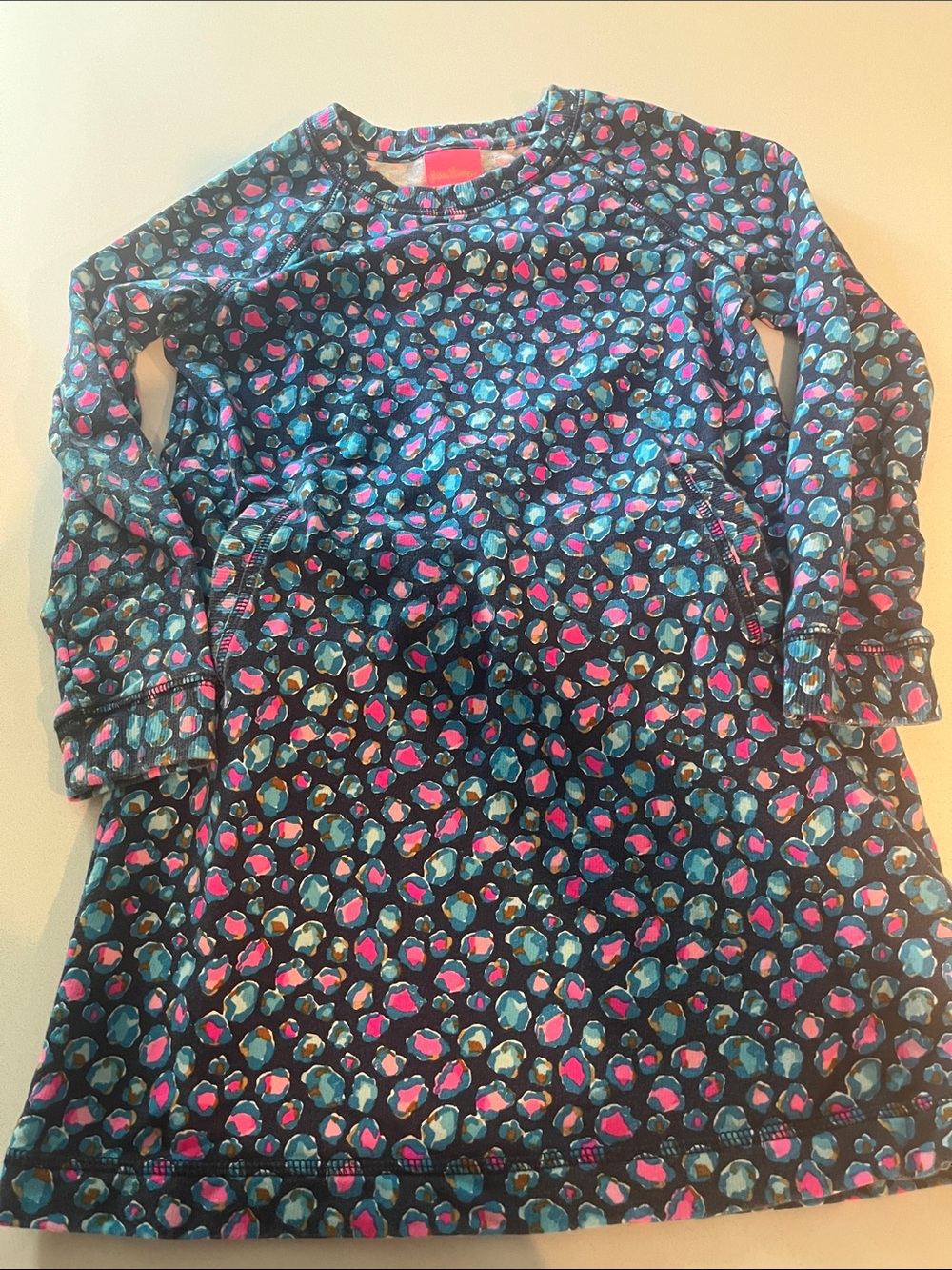 Lilly Pulitzer Navy Long-Sleeve Dress with Pink & Blue Spot Print